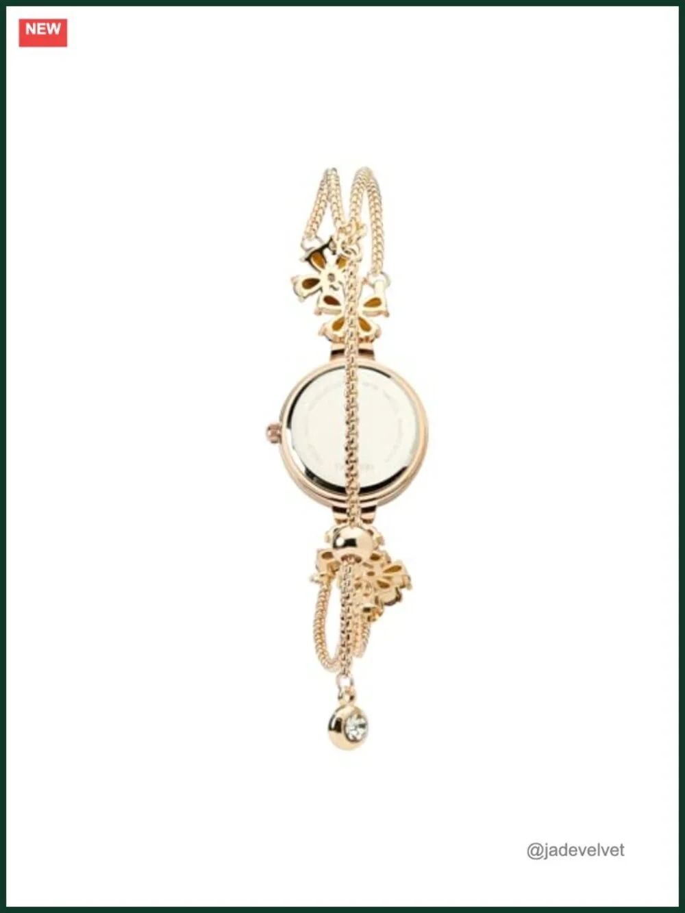 Women's Crystal Quartz Bracelet Watch Floral Dial Waterproof 29.5mm